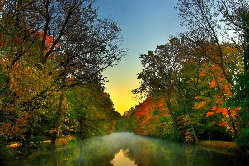 Autumn River at Sunset — Orange