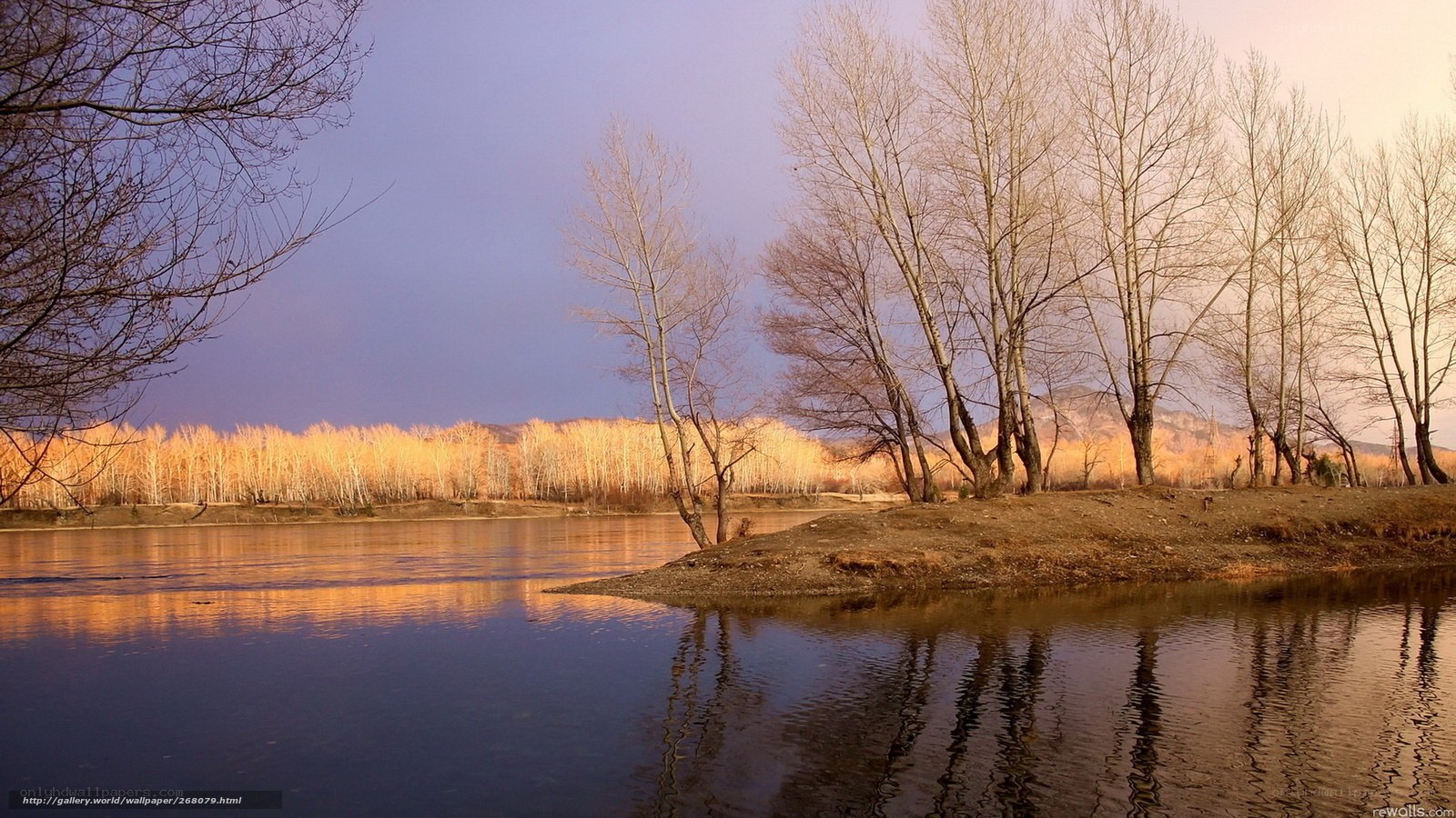 Autumn river at sunset