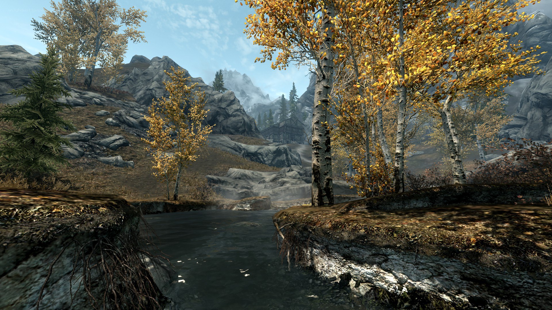 autumn river in mountain valley