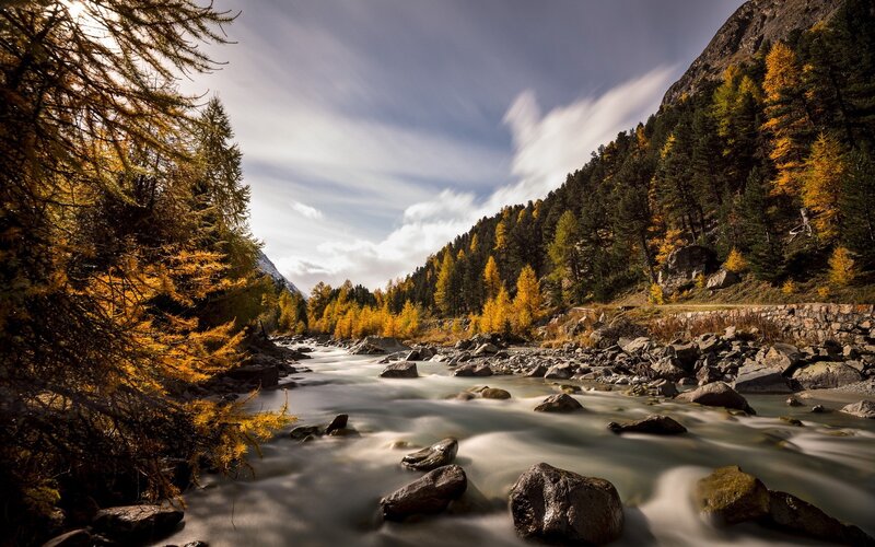 Autumn river in the mountains