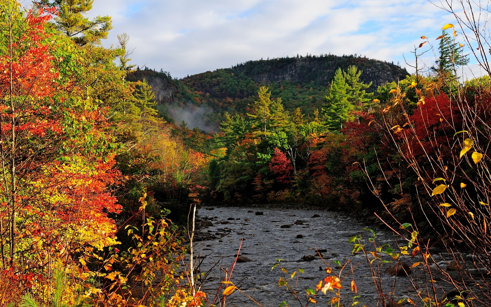 Autumn river in the mountains