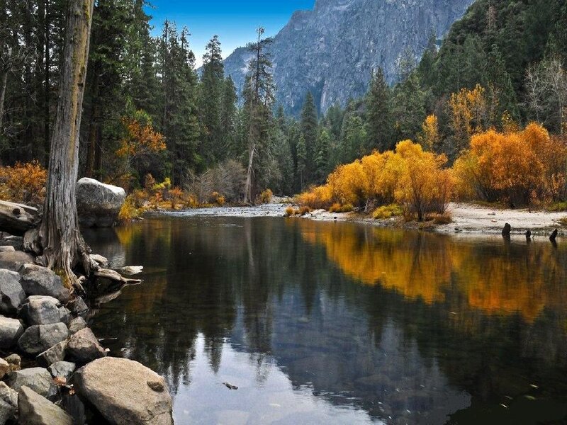 Autumn river in Yosemite
