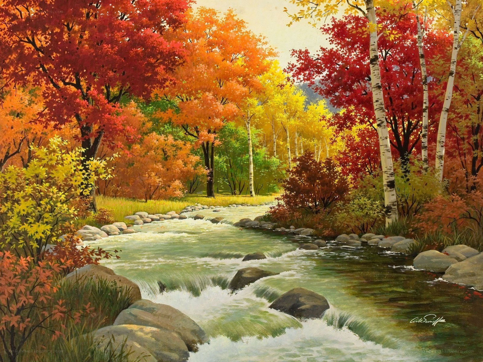 Autumn river landscape