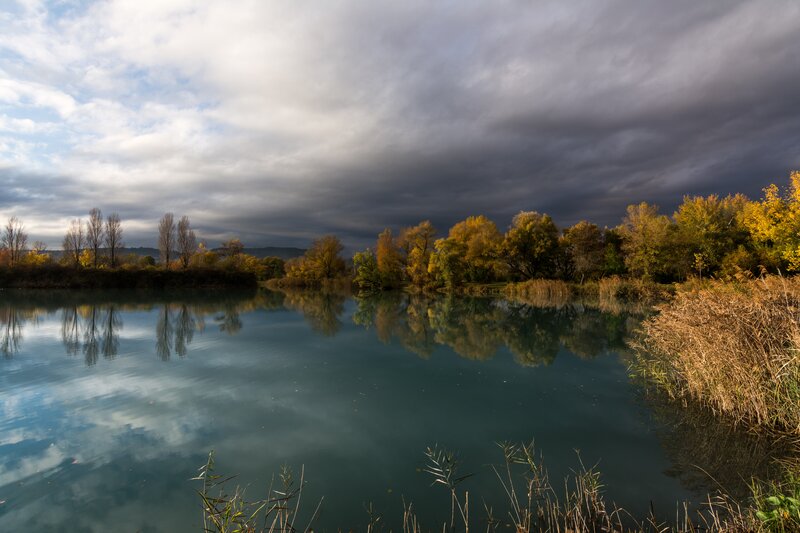 Autumn River Landscape — Blue, Dramatic