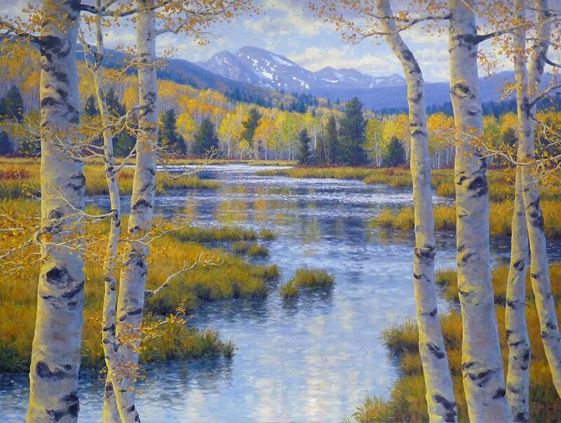 Autumn River Landscape — Blue