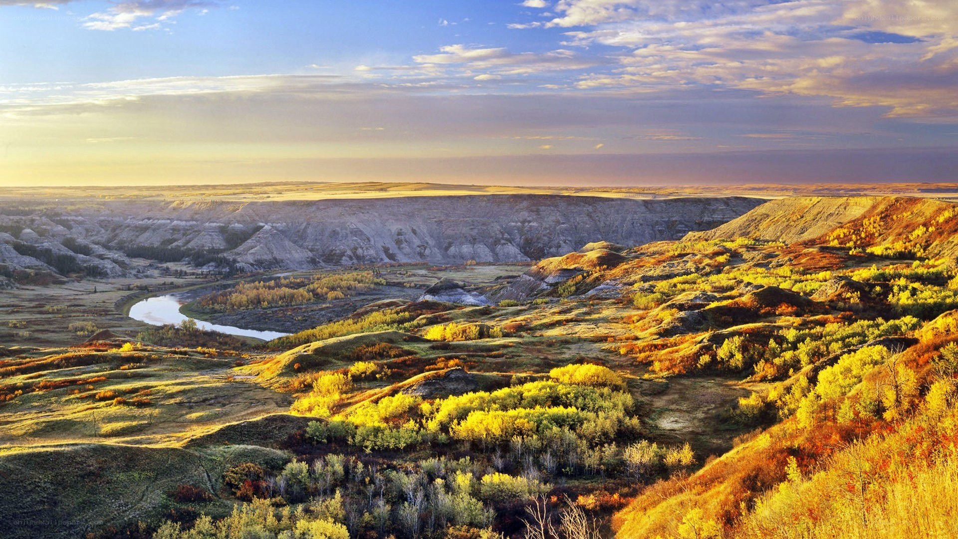 Autumn river valley landscape