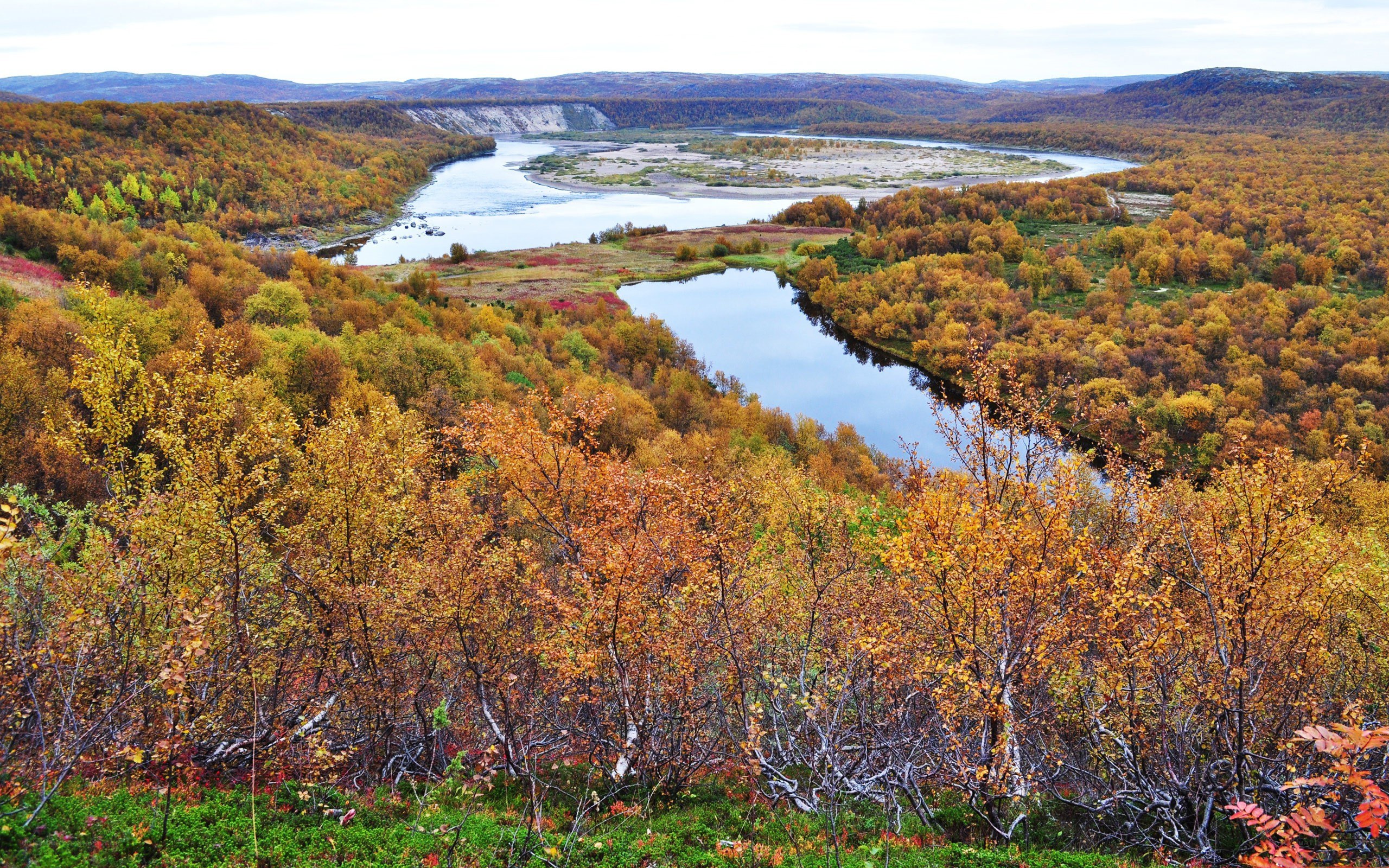 Autumn river valley landscape