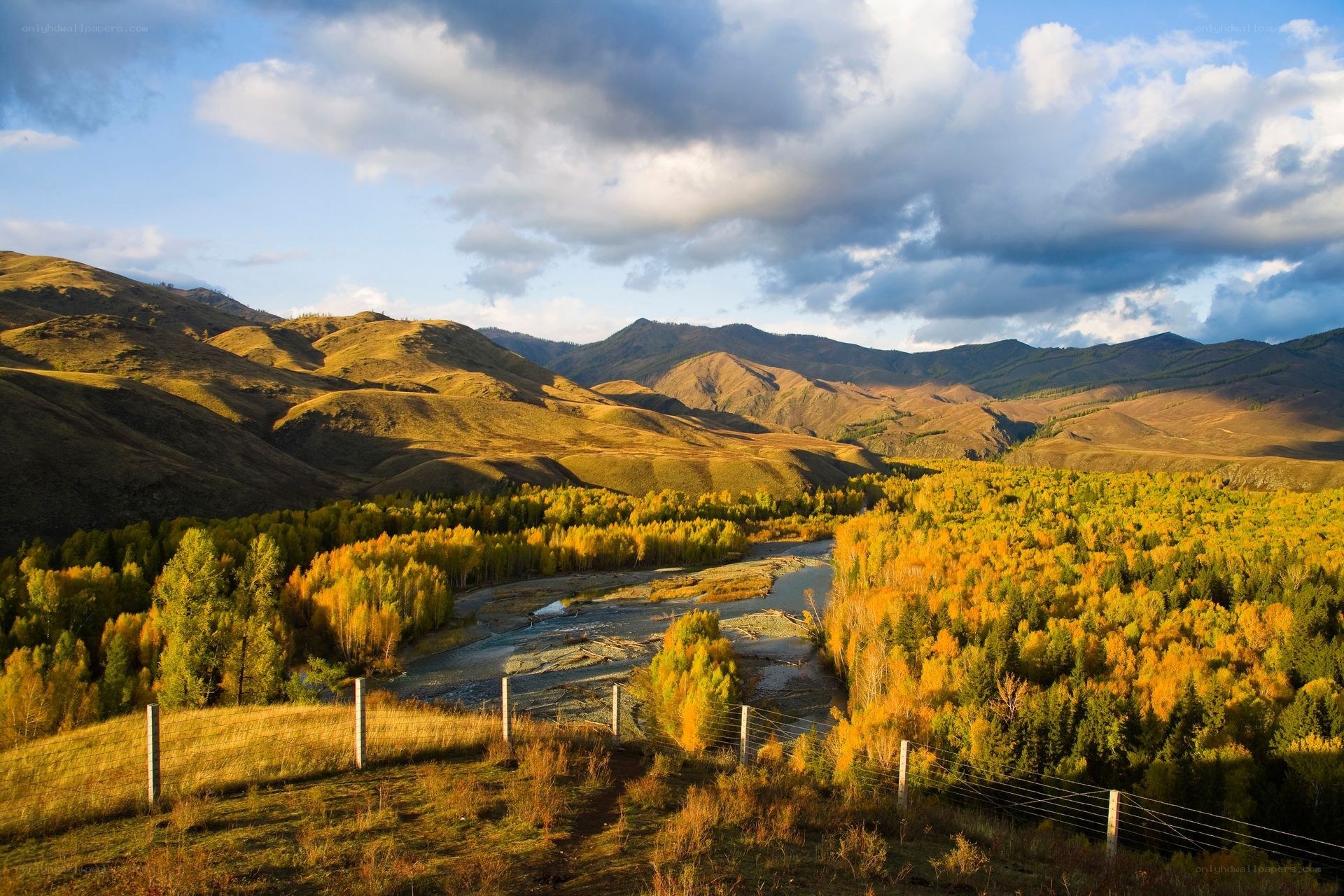 Autumn river valley landscape