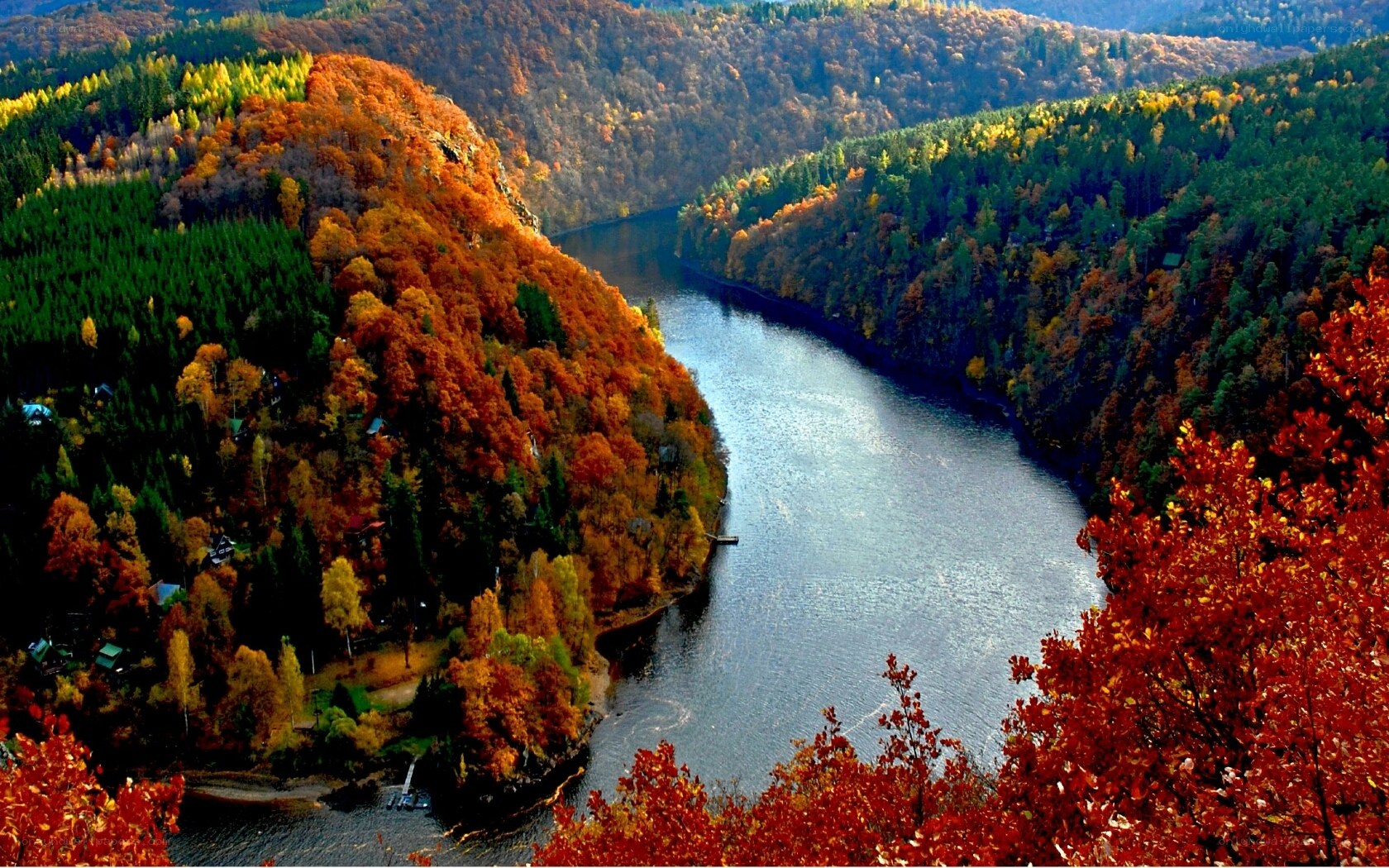 Autumn river valley landscape