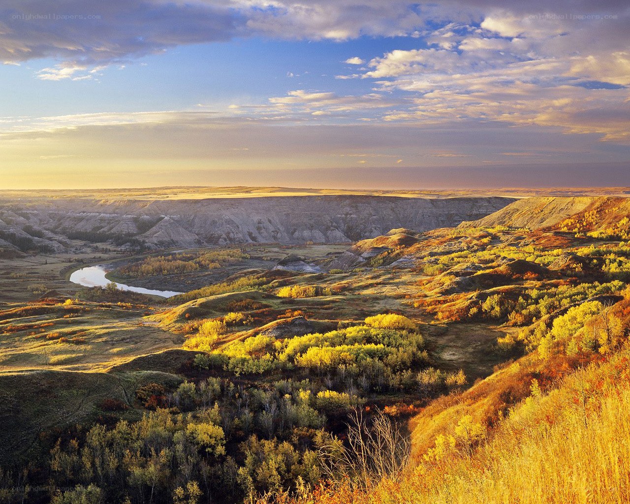 Autumn river valley landscape