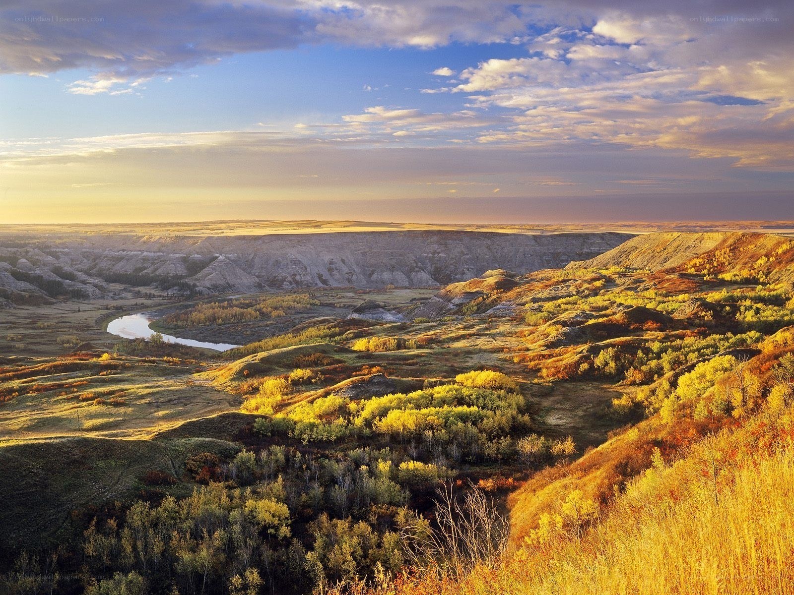 Autumn river valley landscape