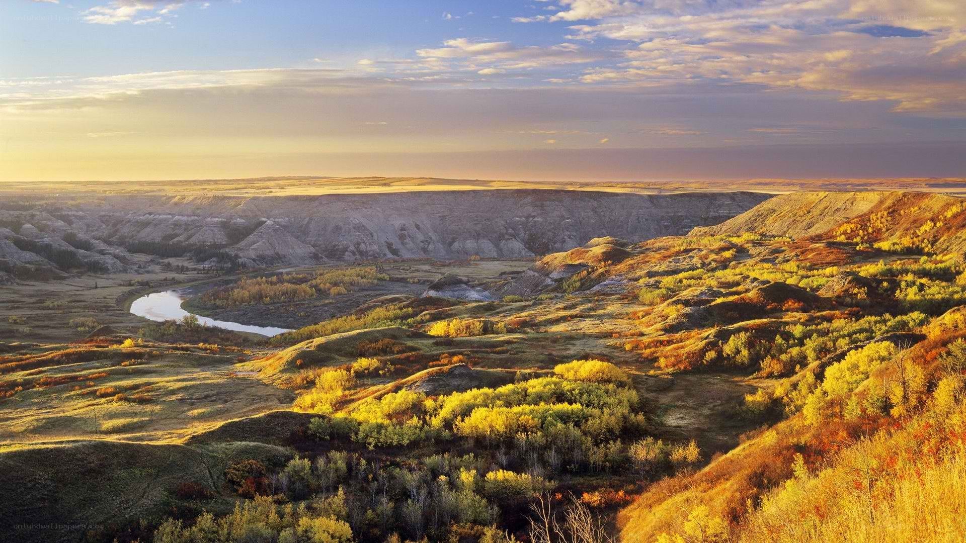 Autumn river valley landscape