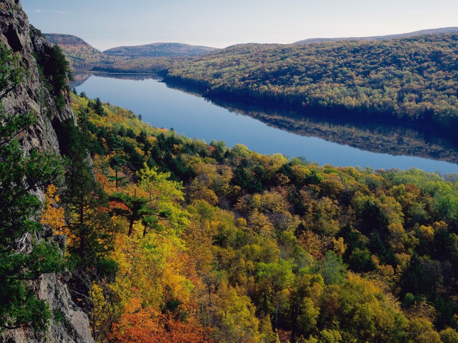 Autumn river valley landscape