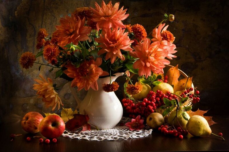 Autumn Still Life Arrangement — Orange, Dramatic