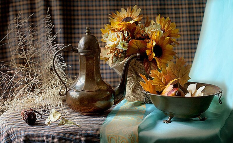 Autumn Still Life — Brown, Calm, Photograph, Sunflowers