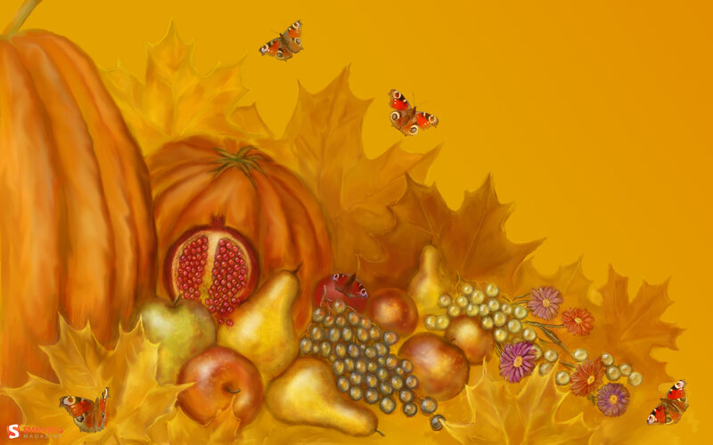 Autumn Still Life — Orange, Warm, Illustration