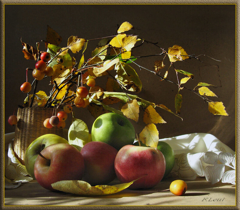 Autumn still life with apples