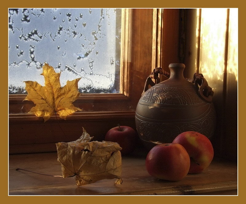 Autumn still life with apples