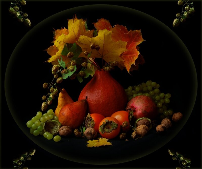 Autumn still life with fruits
