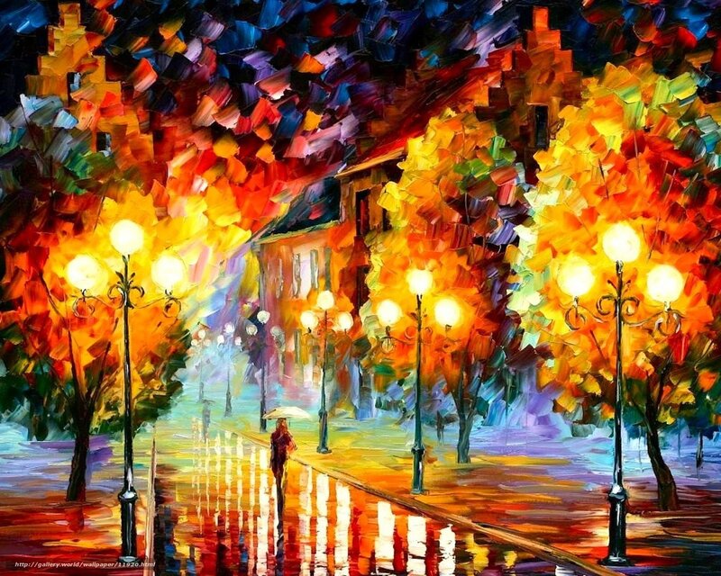 Autumn Street at Night