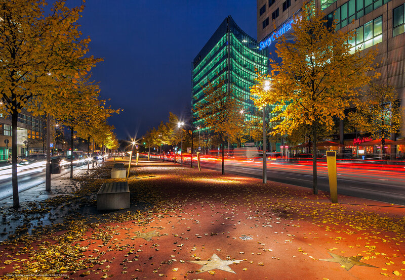Autumn Street at Night — Yellow, Calm
