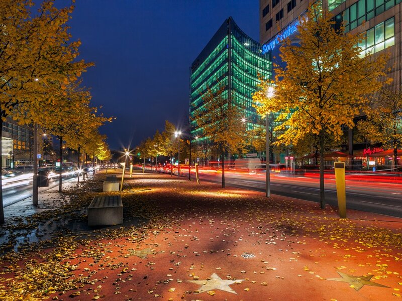 Autumn Street at Night — Yellow