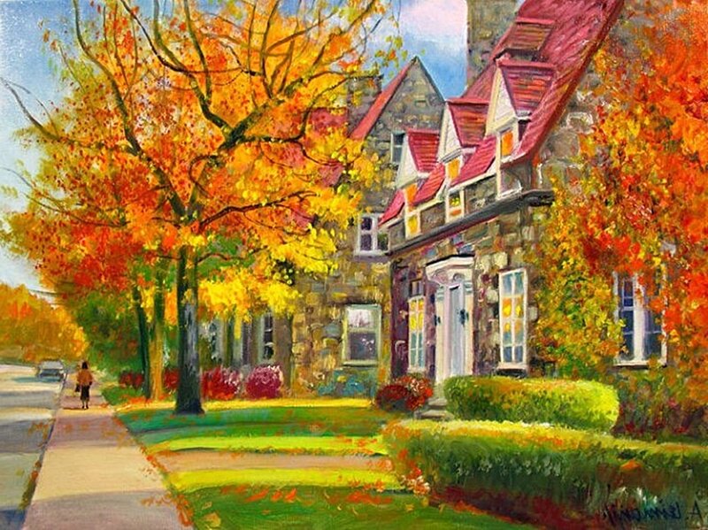 Autumn Street Scene — Orange, Serene