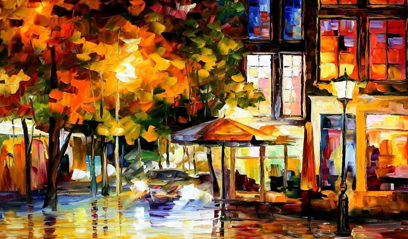 Autumn Street Scene — Orange, Warm