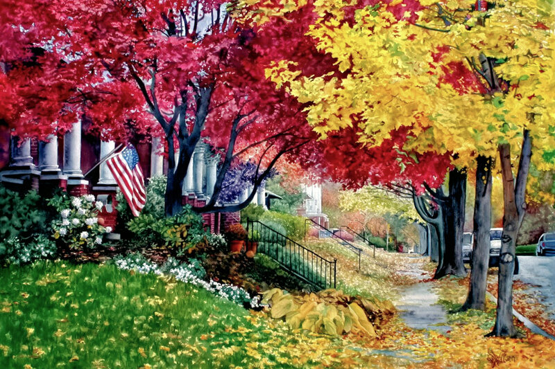 Autumn Street Scene — Red