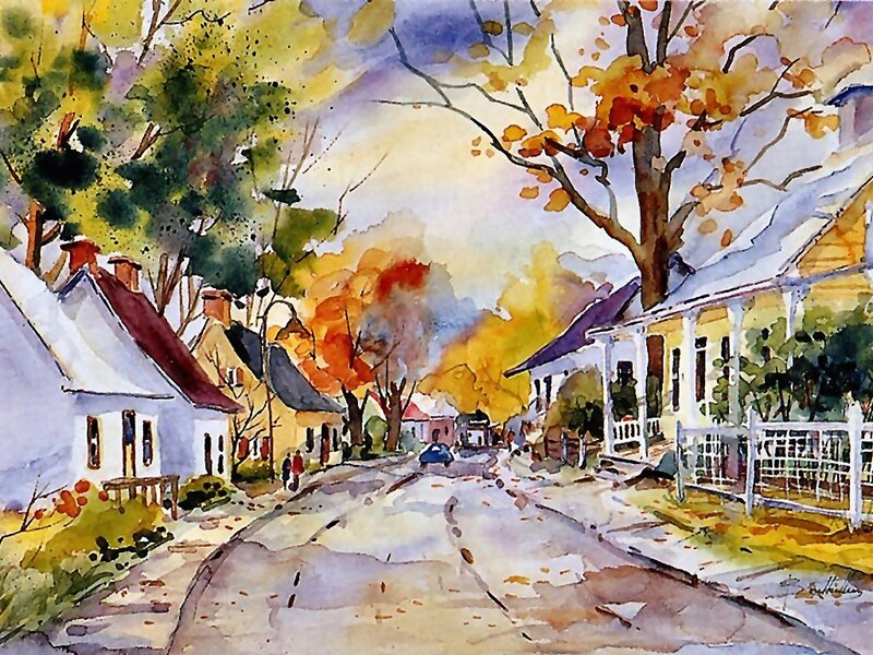 Autumn Street Scene — Yellow, Serene