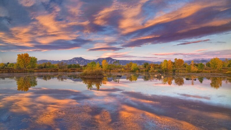 Autumn sunset over a calm lake