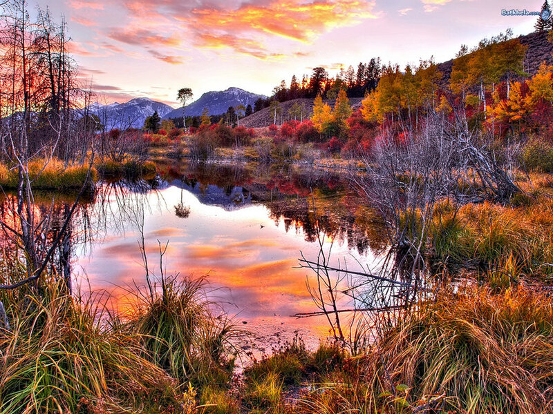 Autumn sunset over a calm lake