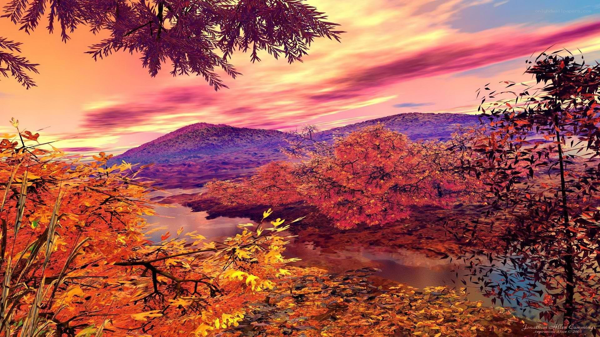 Autumn sunset over a lake