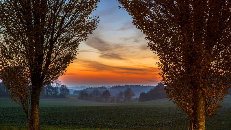 Autumn Sunset over Fields — Orange