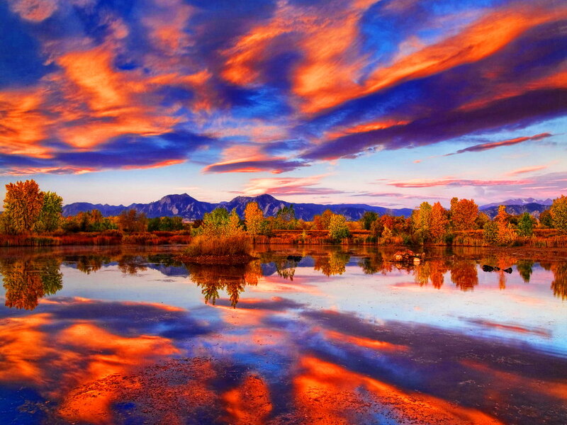 Autumn Sunset over Lake — Orange
