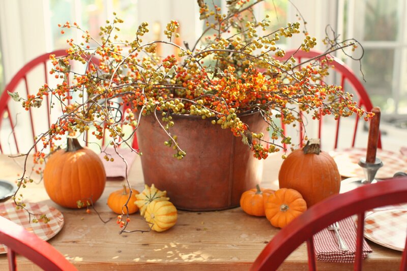 Autumn Table Centerpiece — Orange, Cozy