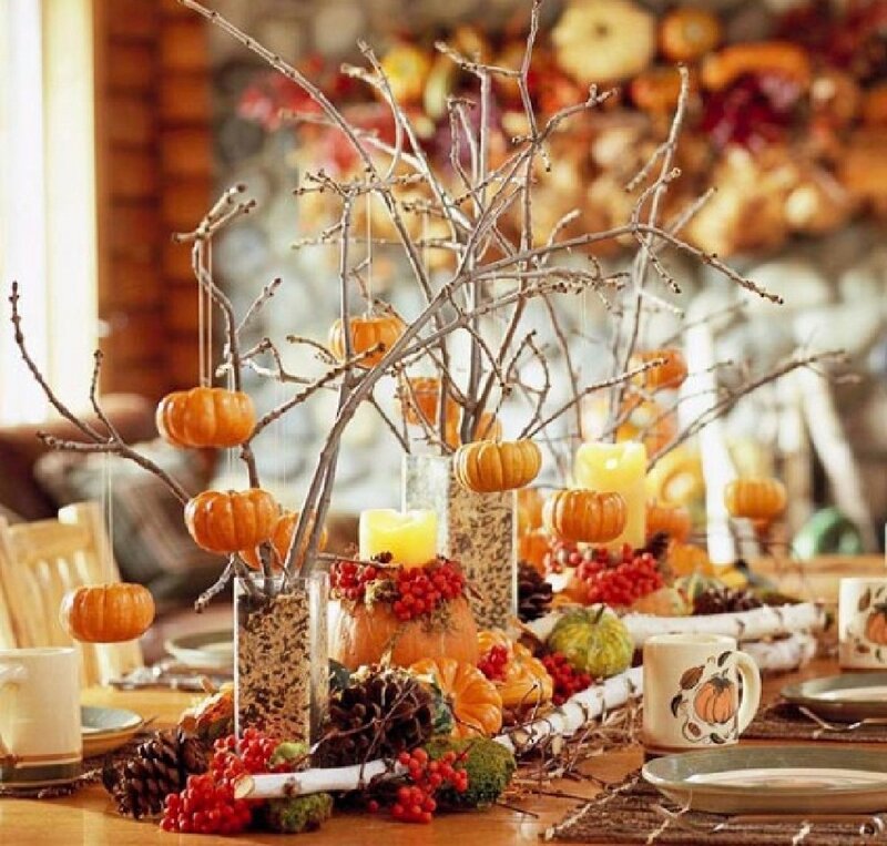 Autumn Table Centerpiece — Orange
