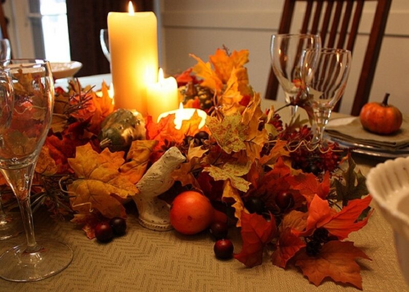 Autumn Table Centerpiece — Orange, Warm