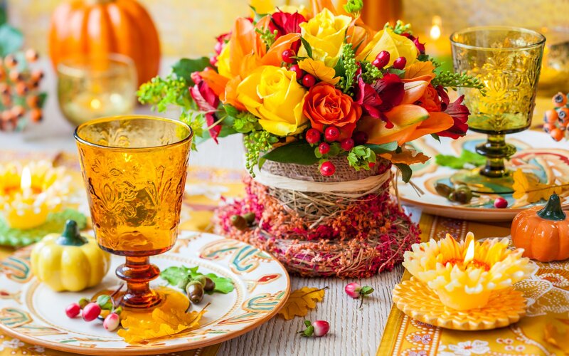 Autumn Table Setting — Orange, Festive, Photograph