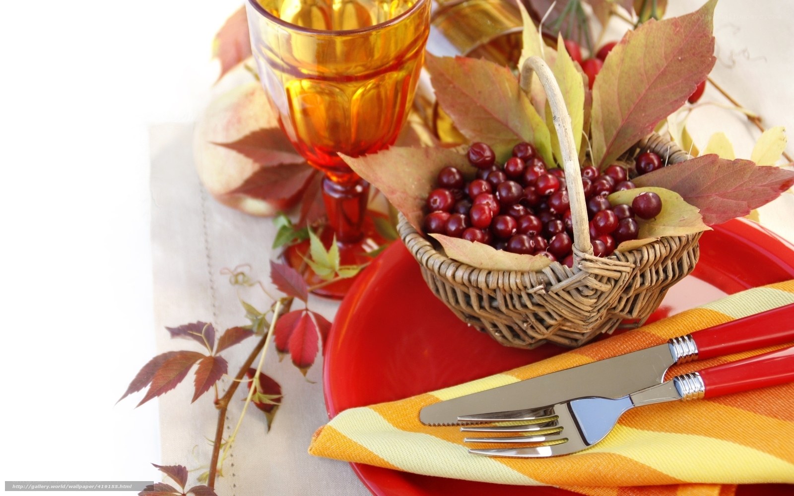 Autumn table setting with berries