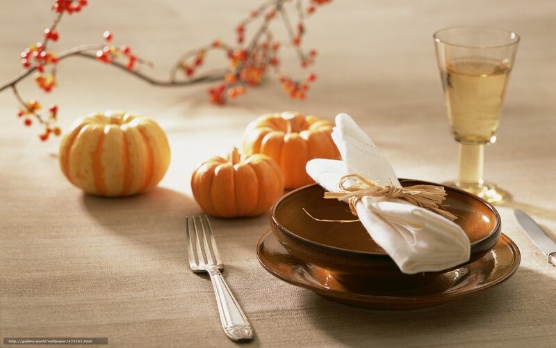Autumn table setting with pumpkins