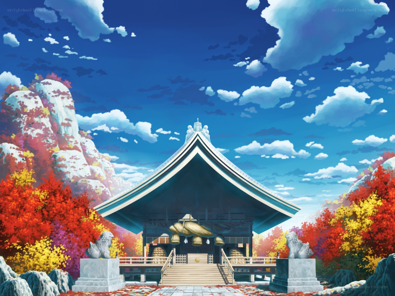 Autumn temple in the mountains