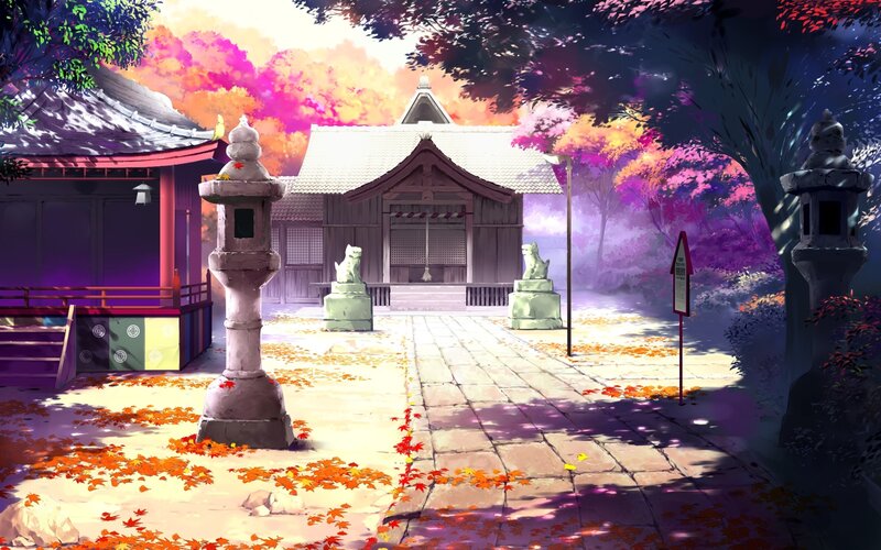Autumn temple scene