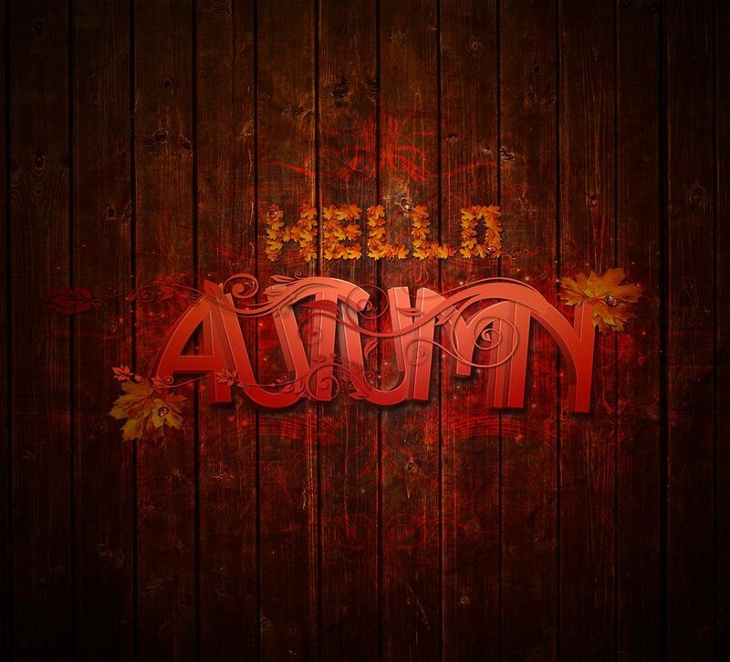 Autumn Text on Wood