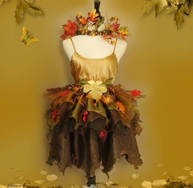 Autumn-themed Dress on Mannequin