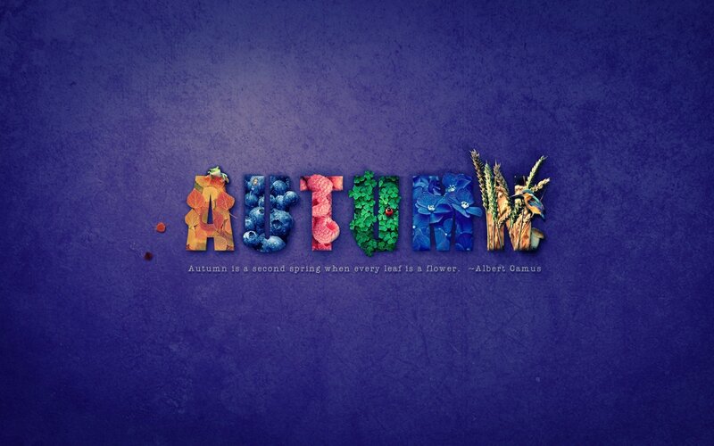 Autumn-themed Text Art — Blue