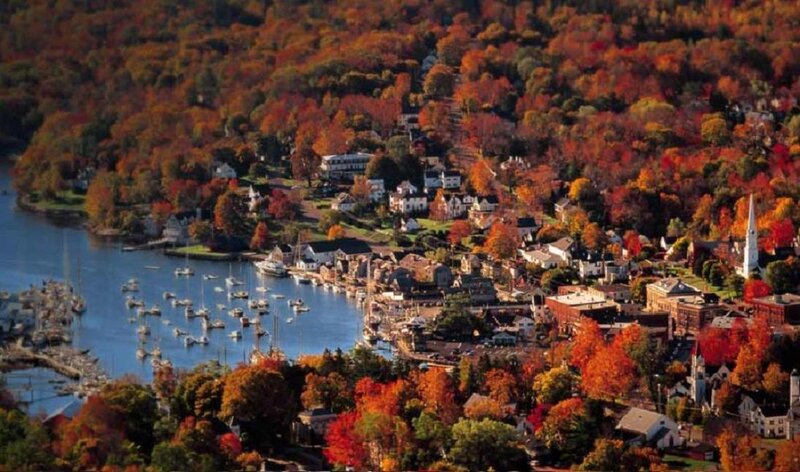 Autumn Town by the Water — Orange