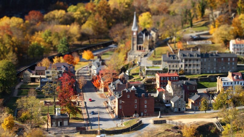 Autumn Town with Church