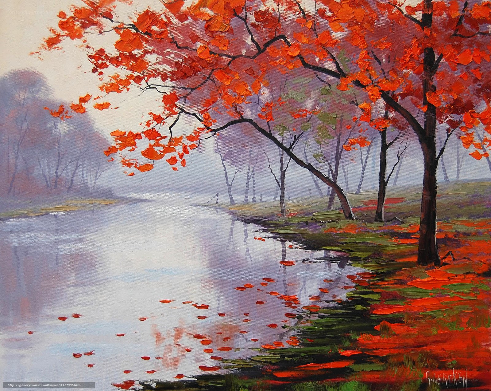 Autumn tree by the river