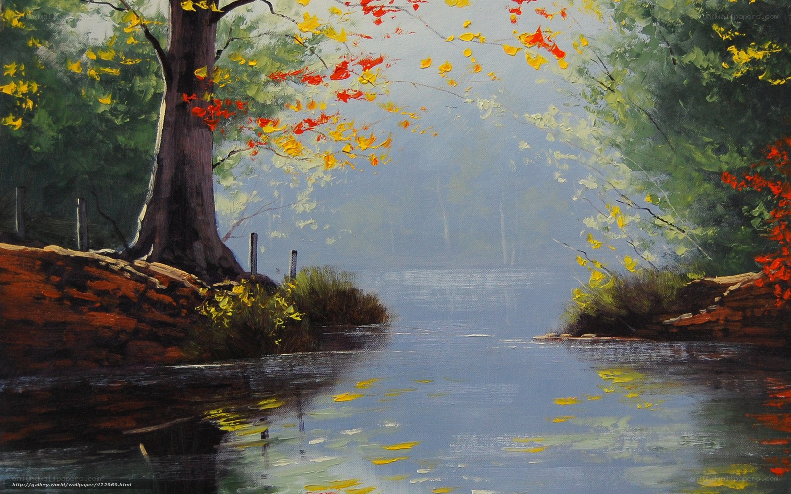 Autumn tree by the river